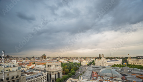 Skyline of Madrid in a cloudy day