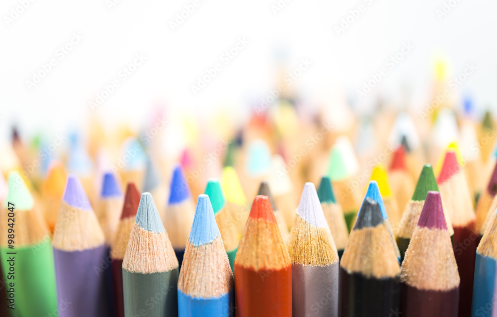 color pencils, close up, isolated on white background color pencils, close up, isolated on white background