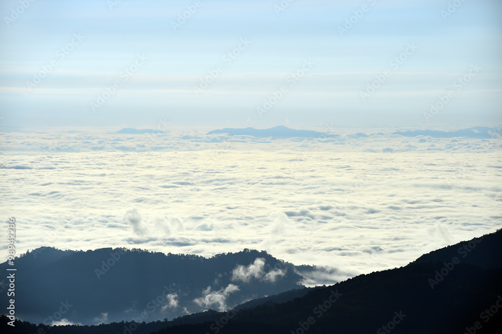 Landscape sea of fog at the mountains, Thailand