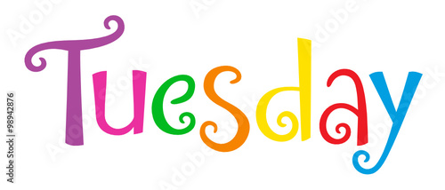 TUESDAY in multicoloured vector Festive Tree font photo