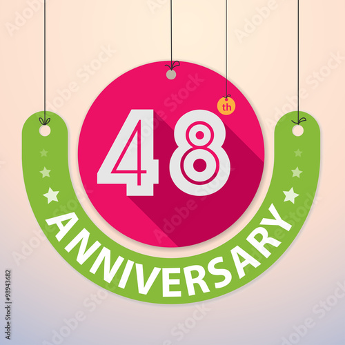 48th Anniversary - Colorful Badge, Paper cut-out
