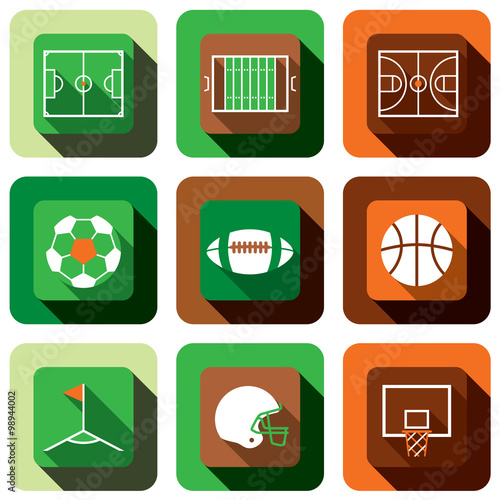Soccer, American football and basket ball icon set