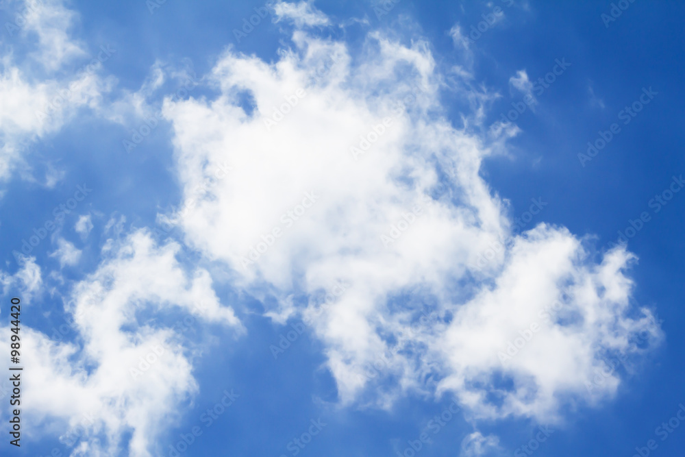 Partly cloudy blue sky background