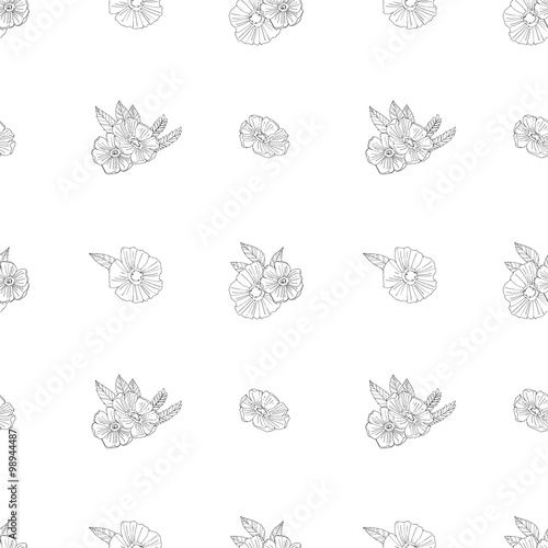 black and white flowers on  white background