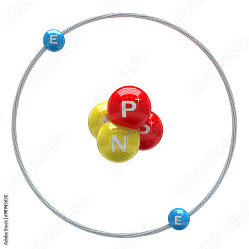 Helium atom on white background