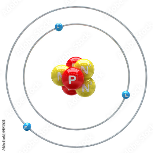 Lithium atom on white background photo