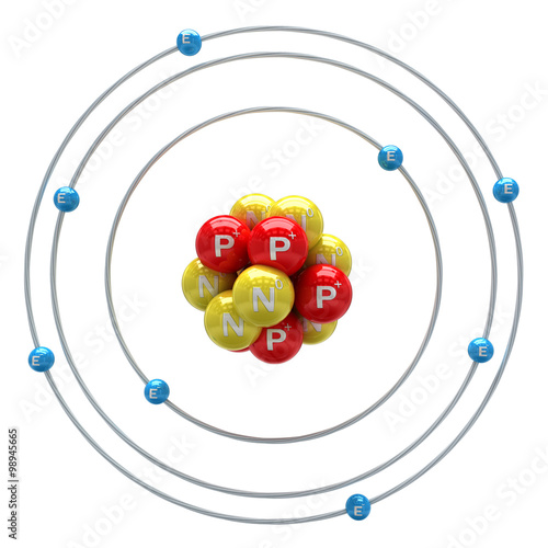 Oxygen atom on white background