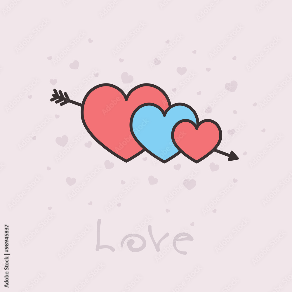Icon heart and arrow. Love Valentine's Day. vector illustration