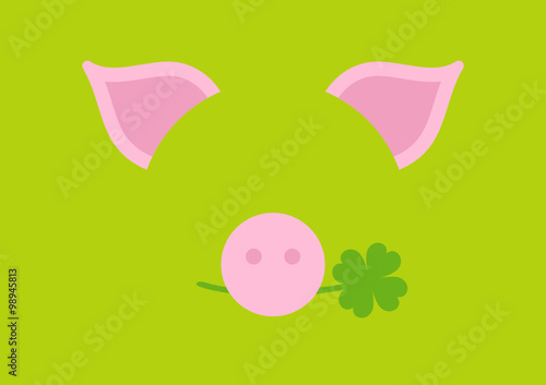 Abstract Card Pig Clover Green DIN