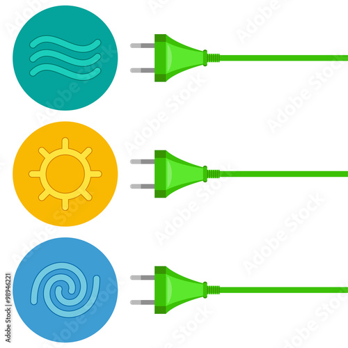 Energy of water, sun and wind
