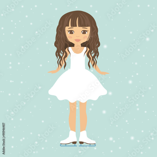 girl figure skating with curly hair