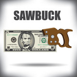 Five dollar bill sawbuck whimsical money graphic
