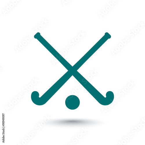 Field Hockey icon, crossed field hockey sticks and ball, vector illustration