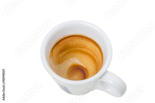 Empty and dirty espresso cup.