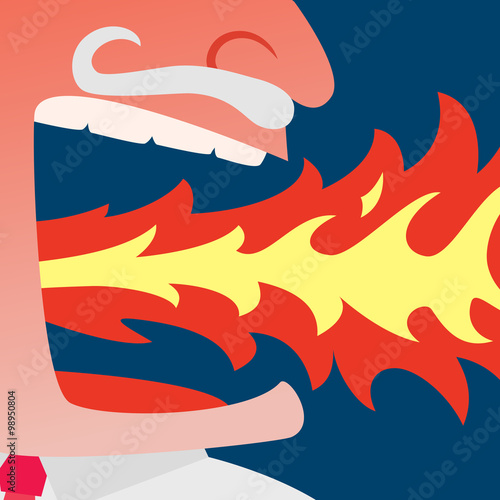 Angry businessman spitting fire