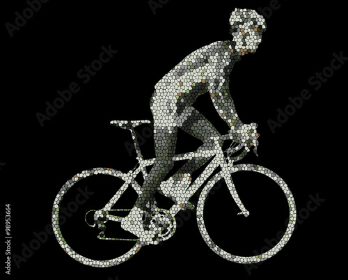 bicyclist made of mosaic - vector