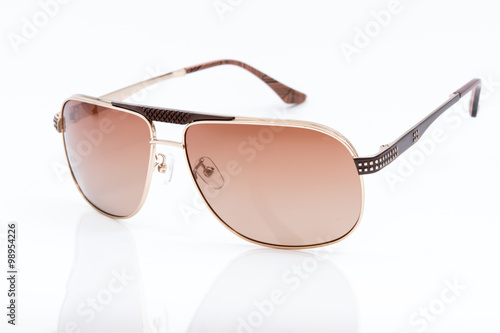 pink sunglasses on white background