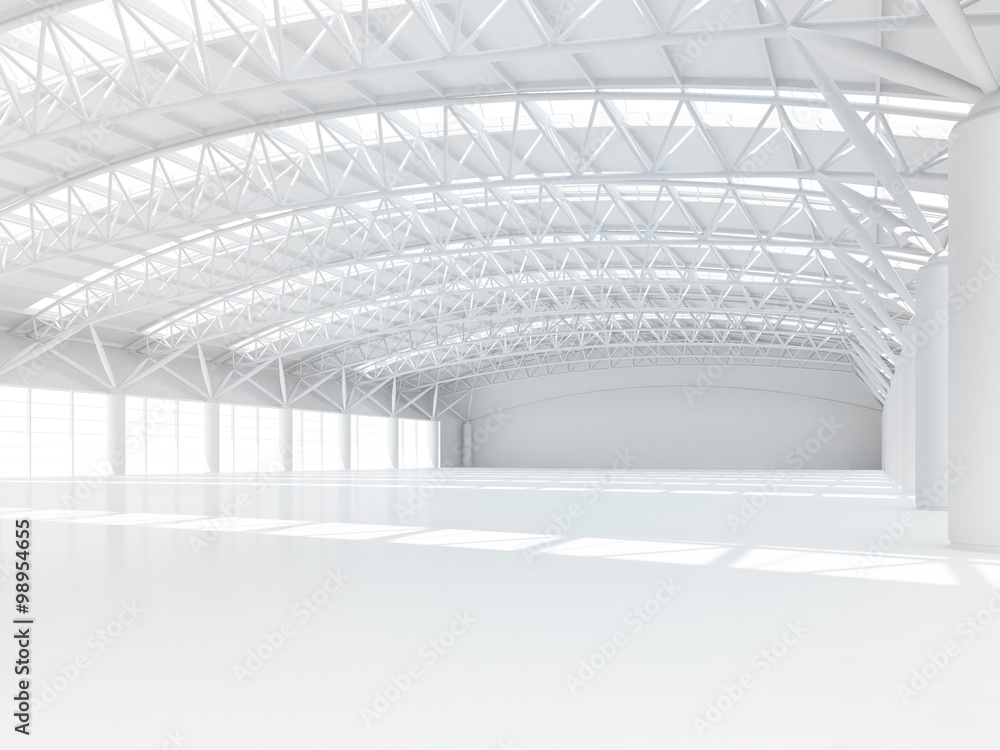 Abstract empty white warehouse interior Stock Illustration | Adobe Stock