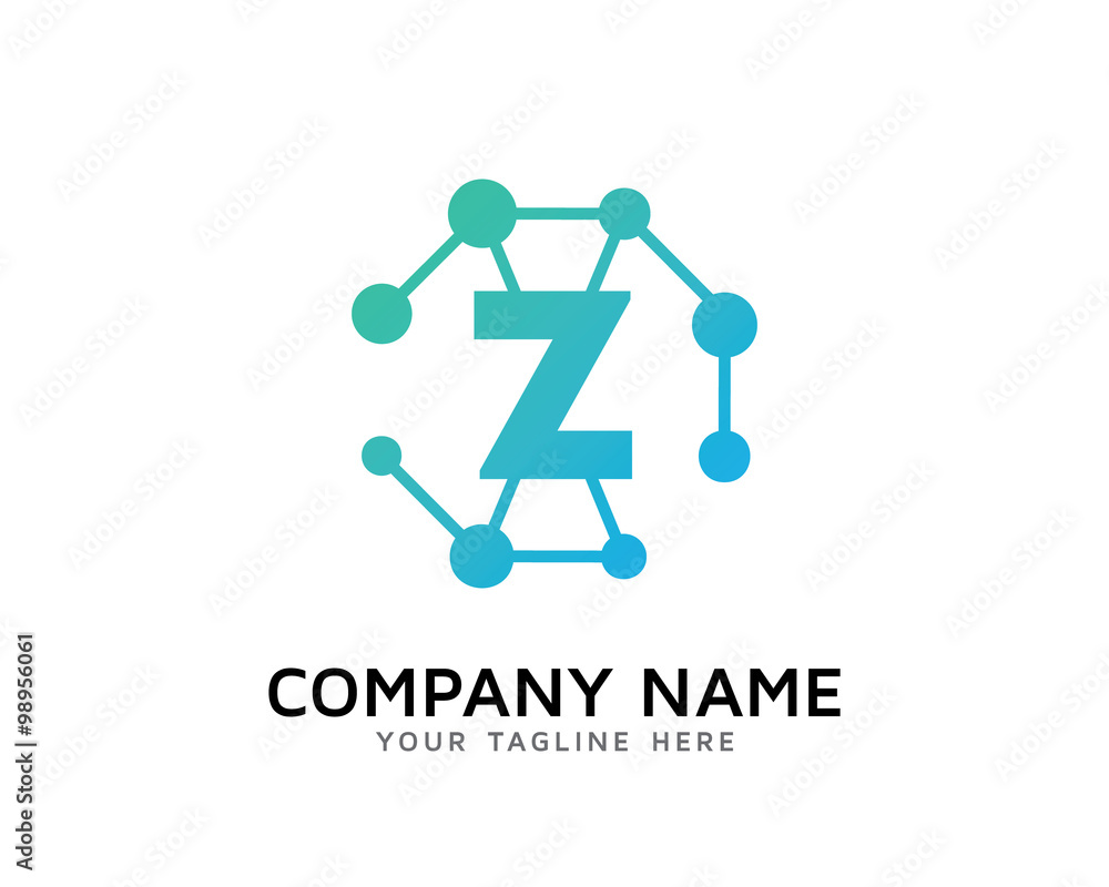 Letter Z Connecting Network Logo Letter Z Connecting Network Logo