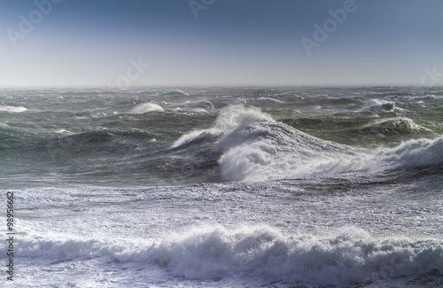 Rough sea on a sunny day