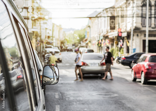 Cars on the road in the old town, Phuket, Thailand © surasaki