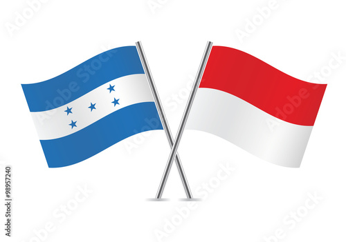 Free Download Honduras and Indonesian flags. Vector illustration. - GFXLoad