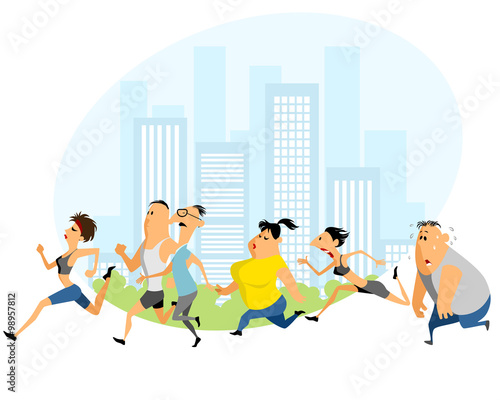 People running marathon