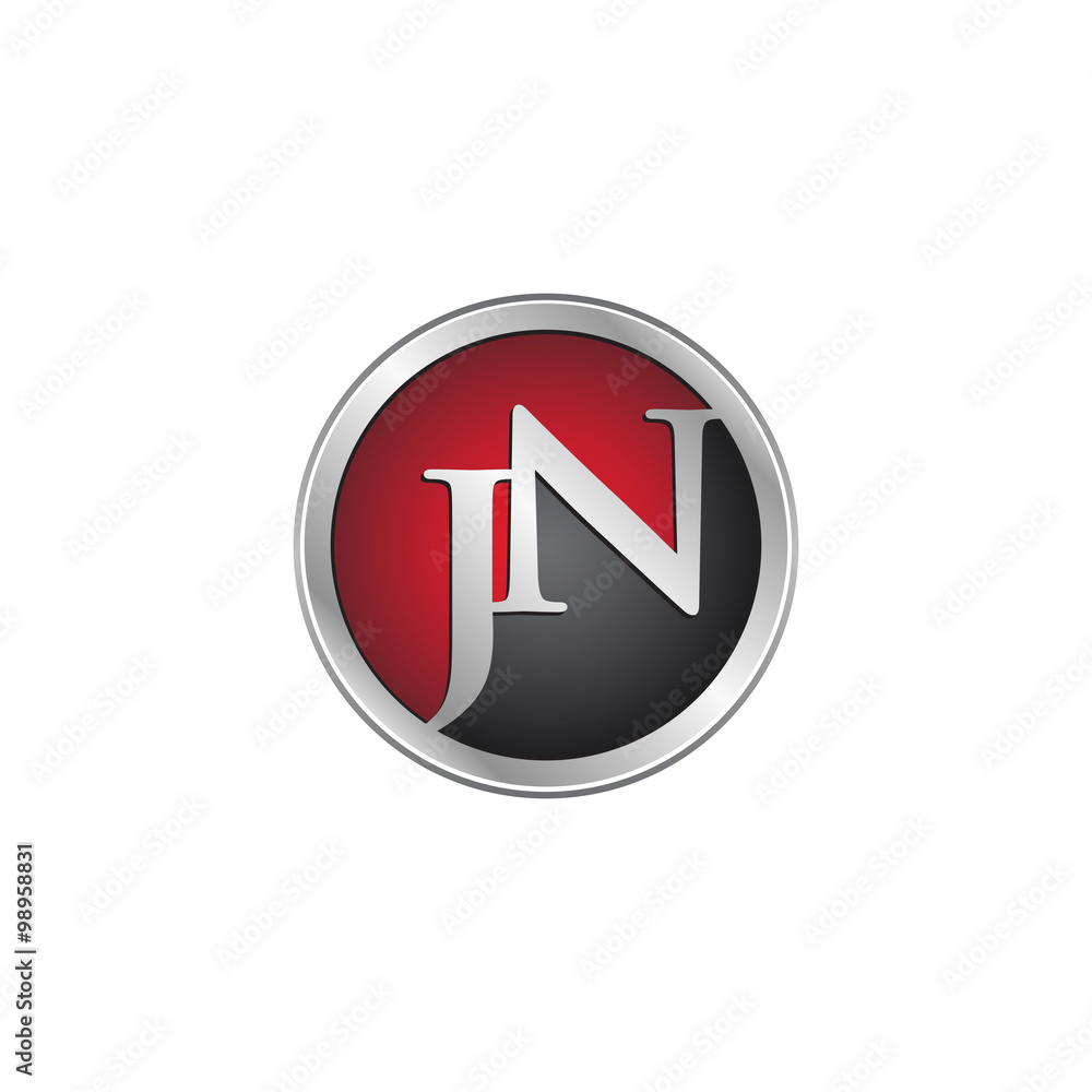 JN initial circle logo red JN initial circle logo red