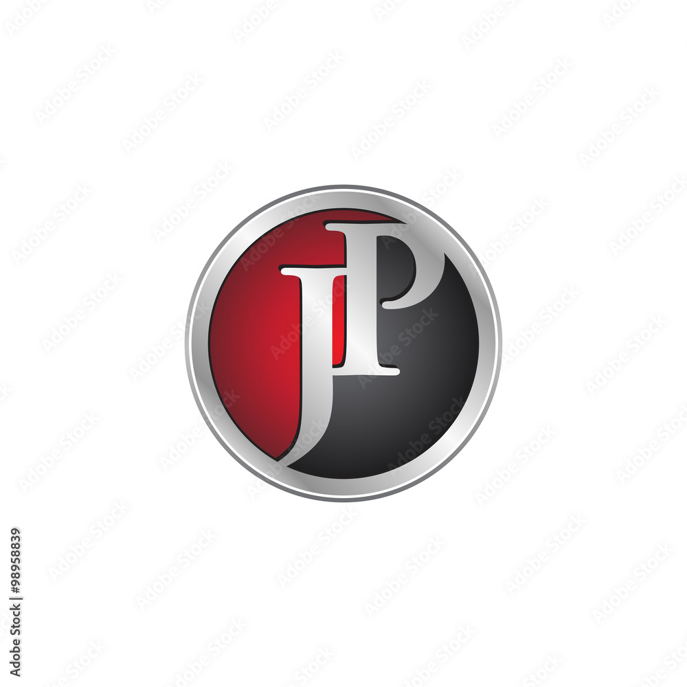 JP initial circle logo red JP initial circle logo red