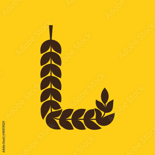 L letter logo formed by laurel wreath