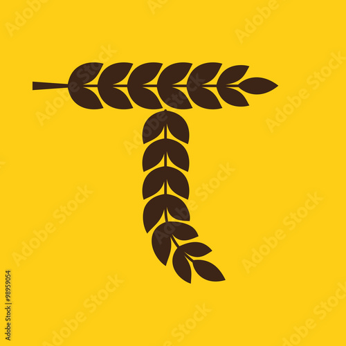 T letter logo formed by laurel wreath
