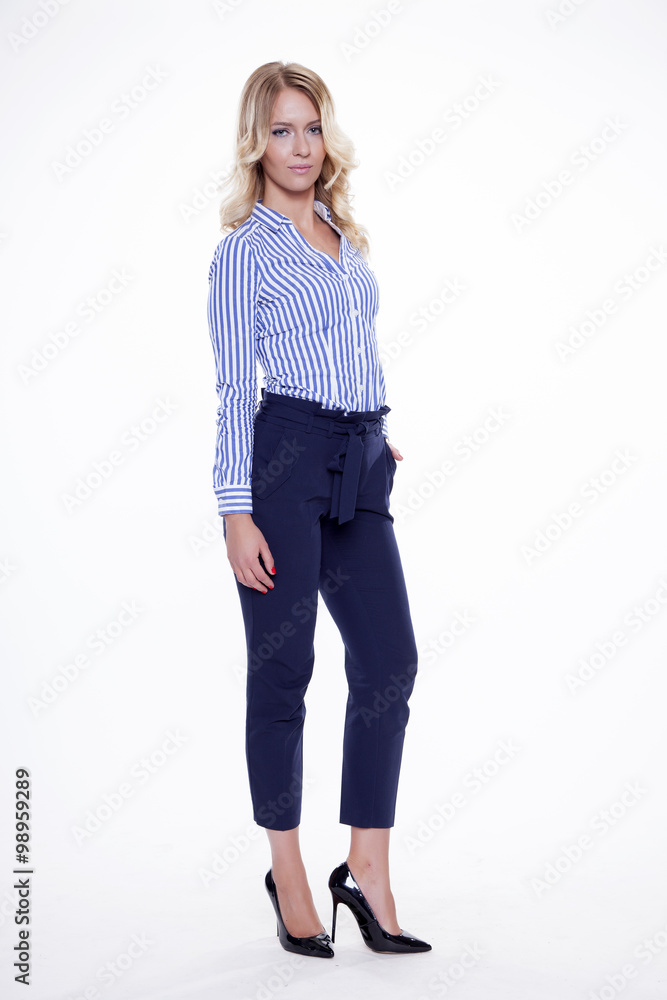 Portrait of happy smiling woman dressed Portrait of happy smiling woman dressed