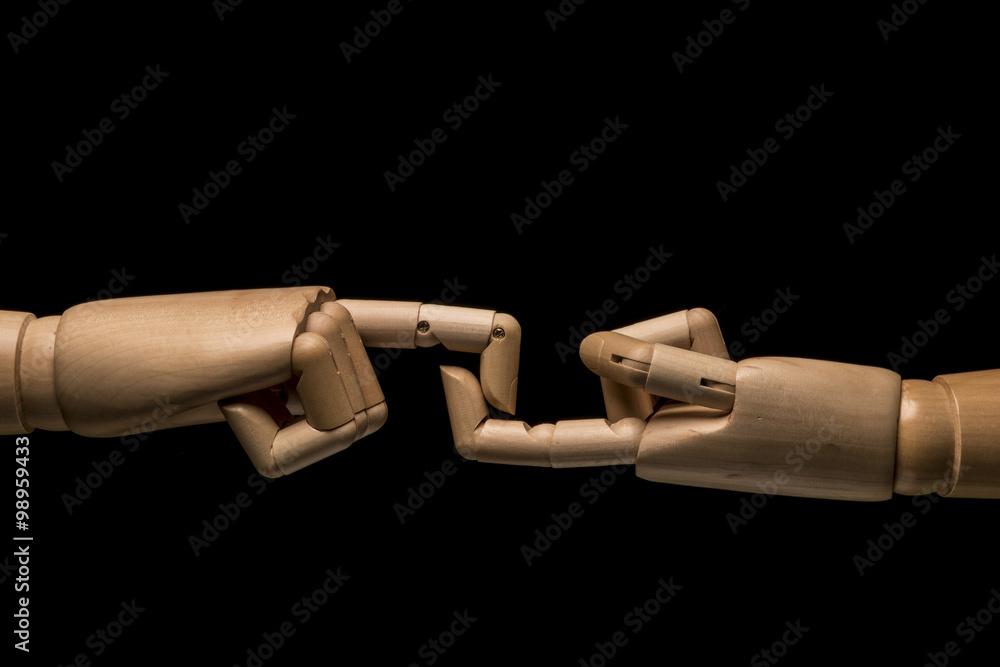 Clenched fist and appeasement on black background Clenched fist and appeasement on black background