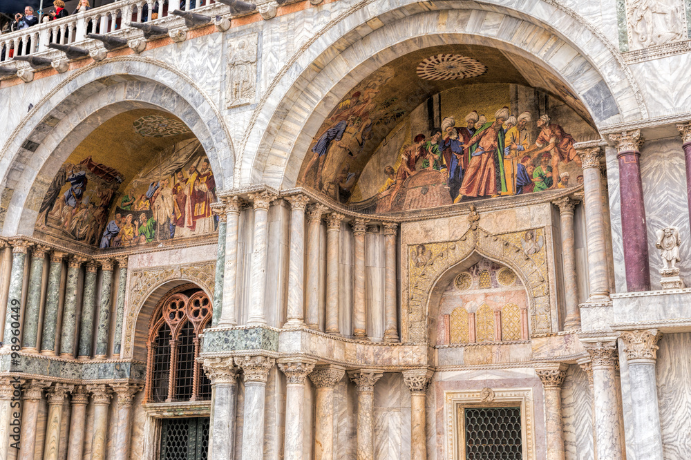 Architectural detail of the Doge's Palace. Venice is one of the most popular tourist destinations in the world