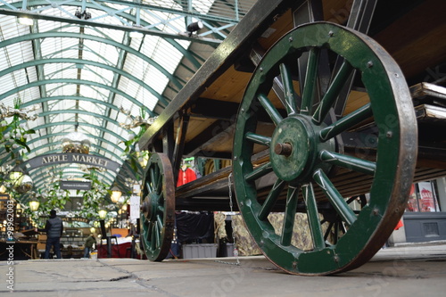 Photography Green wheels of an old cart at Covent Garden, London