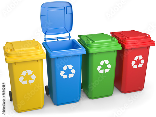 Foto verschiedene Recycling Tonnen