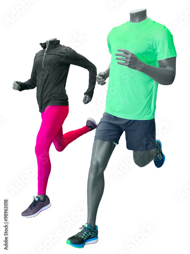 Two running mannequins