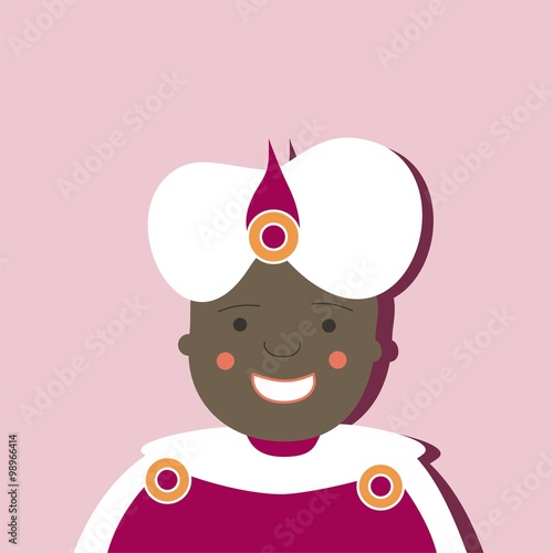 Rey Baltasar sobre fondo rosa