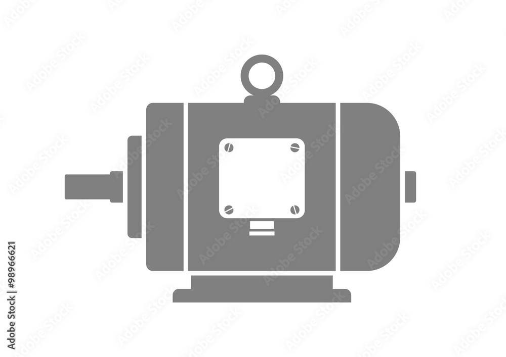 Grey electric motor on white background