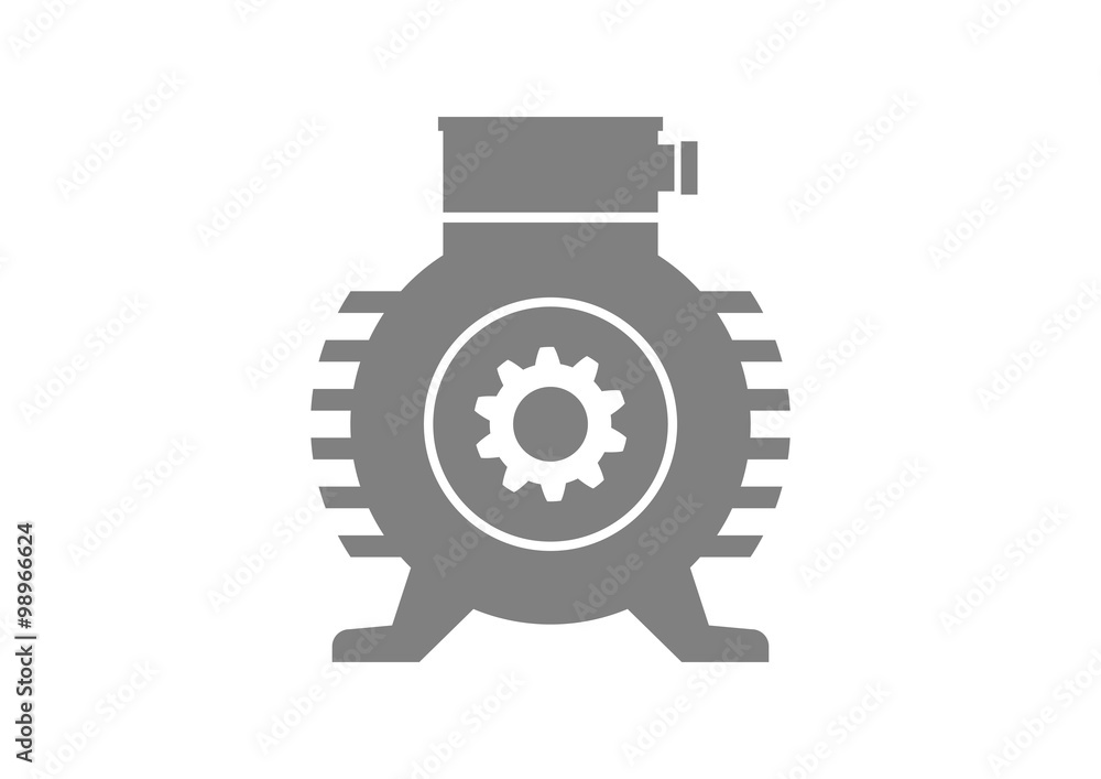 Grey electric motor on white background Grey electric motor on white background