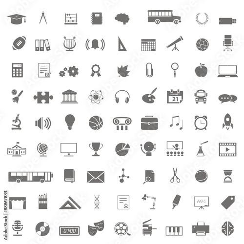Conjunto de iconos aislados de colegio y educación
