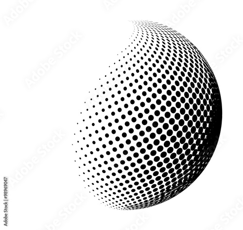 halftone globe, sphere vector logo symbol, icon, design. abstract dotted globe illustration isolated on white background.
