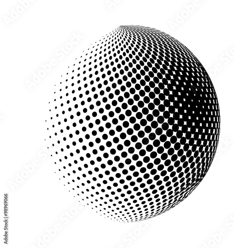 halftone globe, sphere vector logo symbol, icon, design. abstract dotted globe illustration isolated on white background.