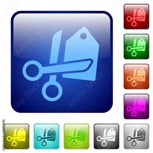 Color price cut square buttons