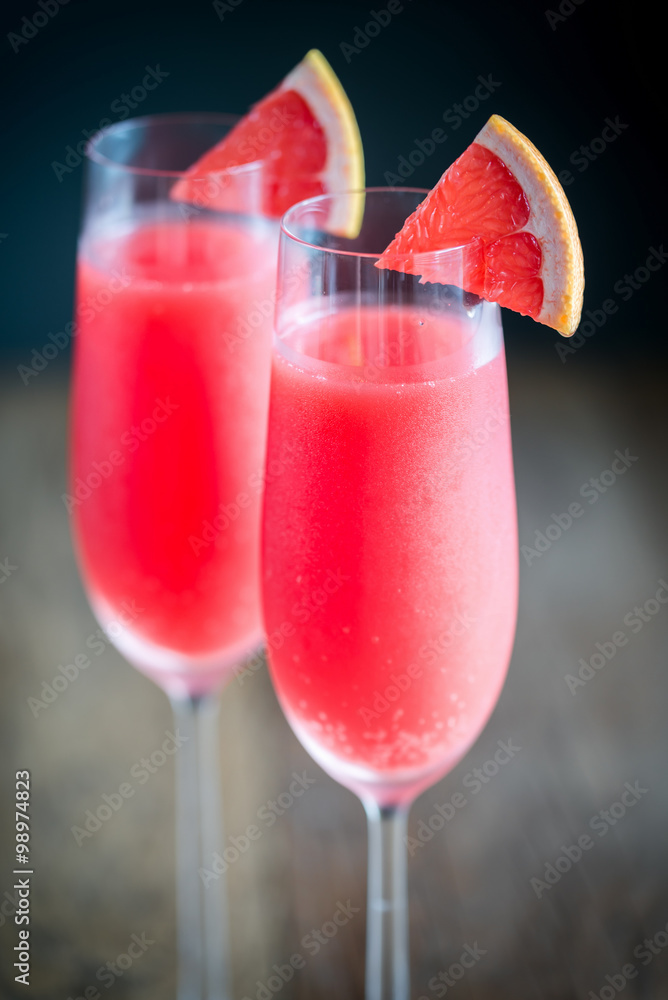 Two glasses of Mimosa cocktail Two glasses of Mimosa cocktail