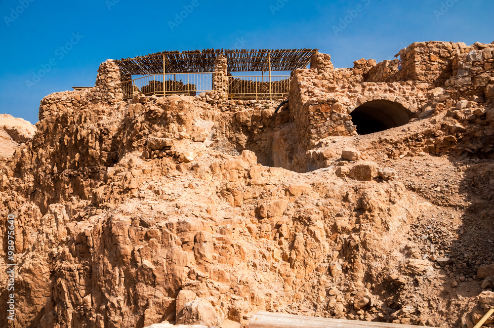 Fototapeta premium Ruins of fortress Masada, Israel. sunny day