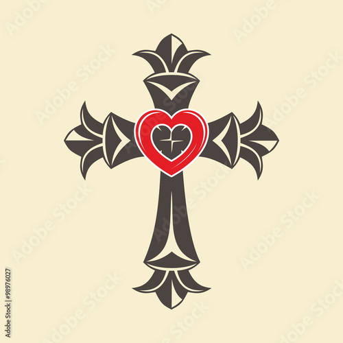 Christian cross and heart
