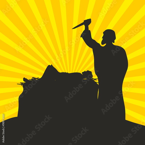 Abraham and Isaac. Scene of sacrifice