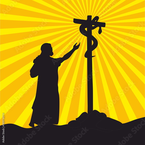 Nehushtan, a crucifix, Moses on the hill