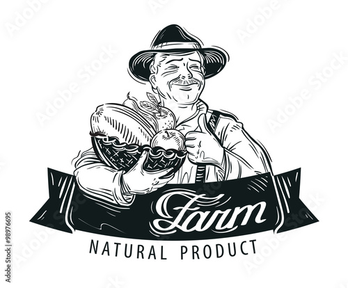 Fresh fruits, food vector logo design template. Gardening, horticulture or farm, crops icon